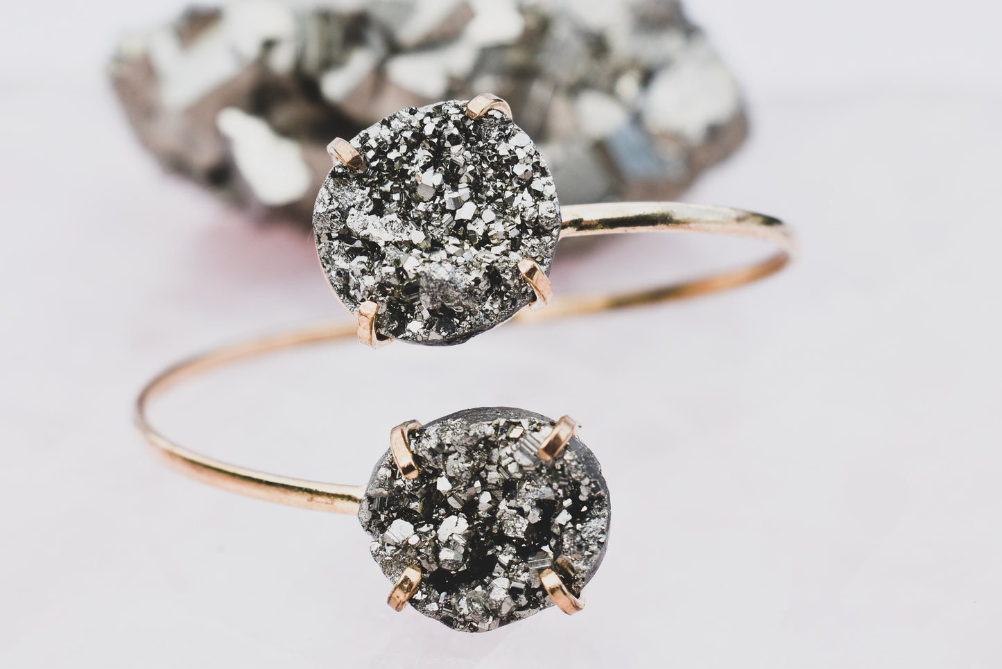 Pyrite Round Duo Gold Bracelet