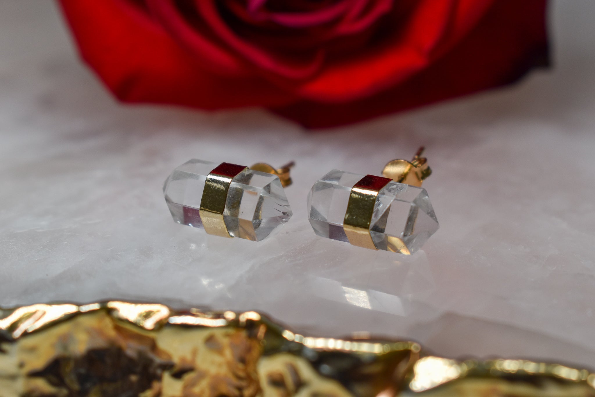 Gold Clear Swarovski Crystal Stud Earrings | boogie + birdie | FAB  Accessories