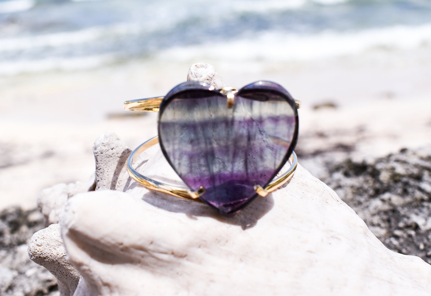 Fluorite Heart Gold Bracelet