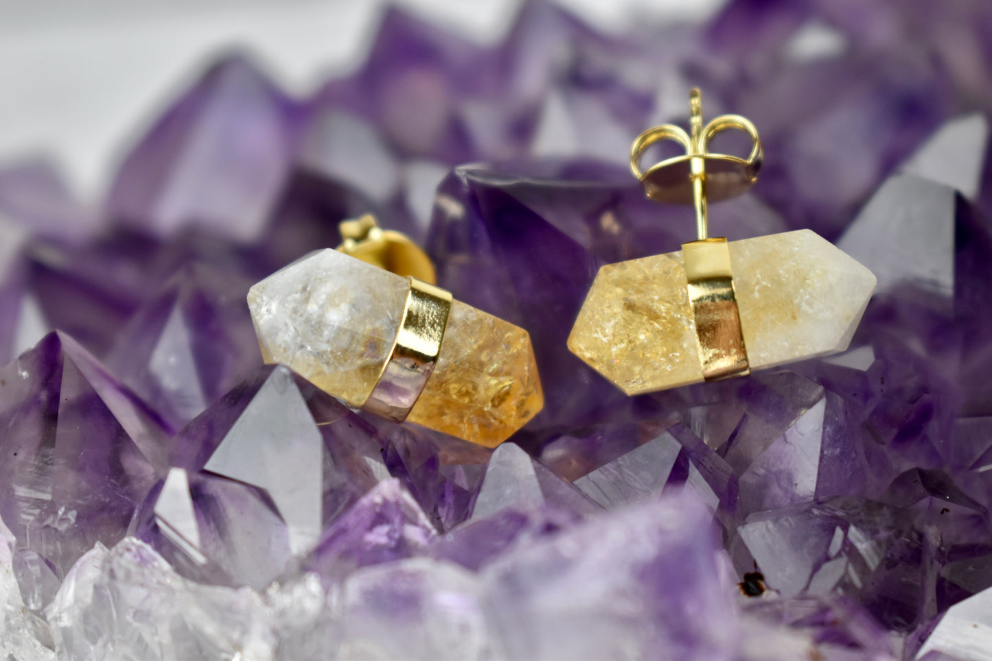 Citrine Points Power Gold Earrings