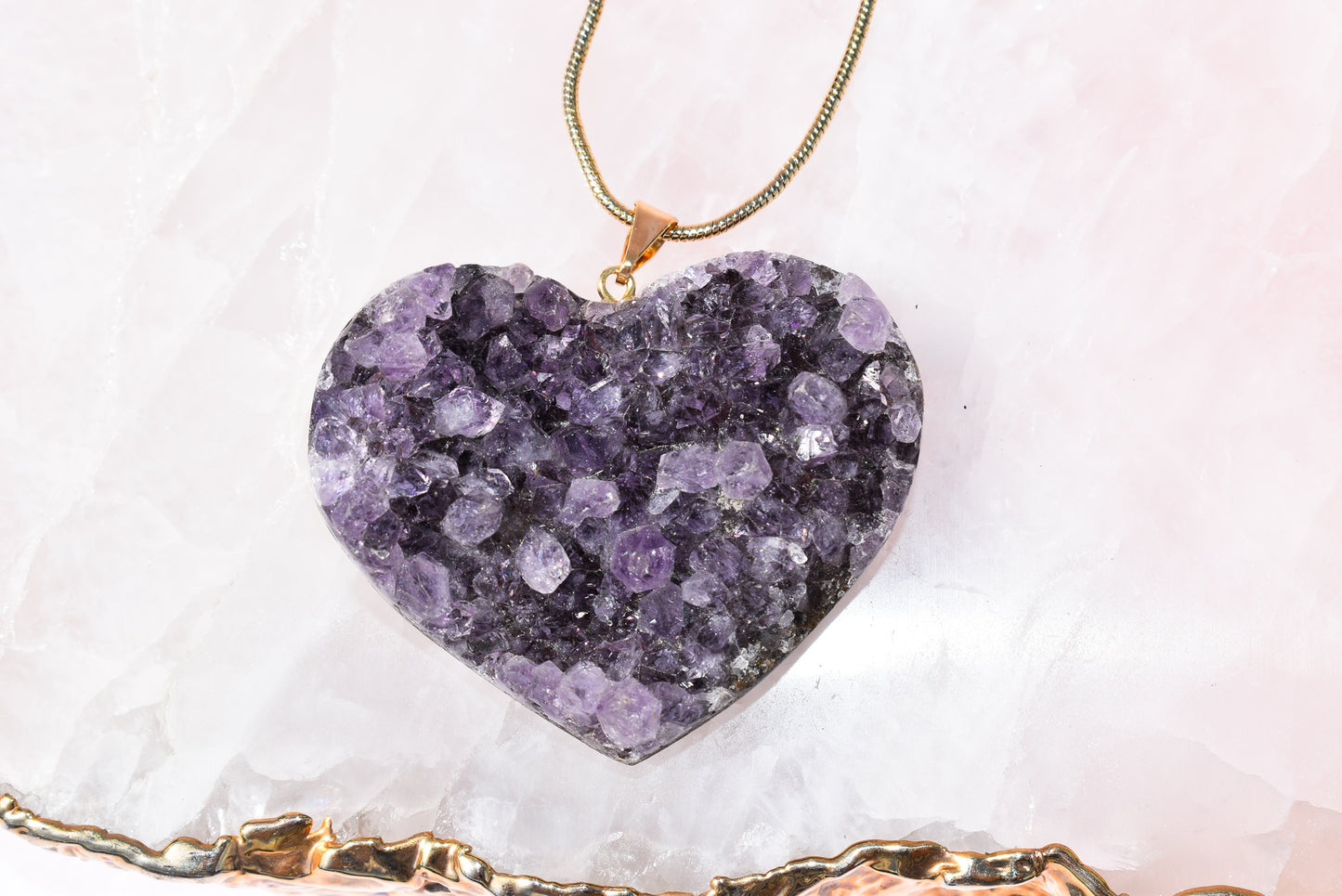 Amethyst Heart Gold Necklace