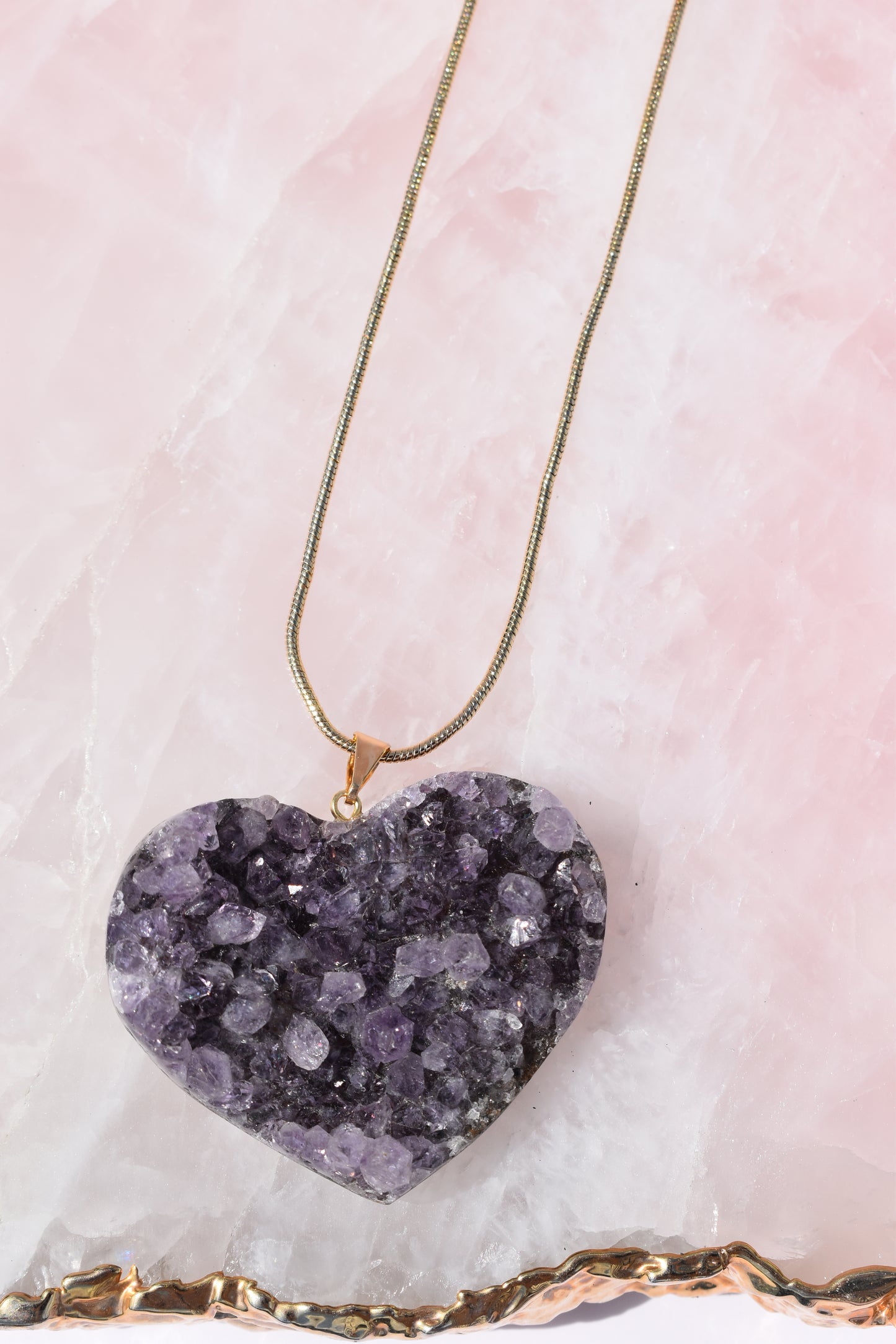 Amethyst Heart Gold Necklace