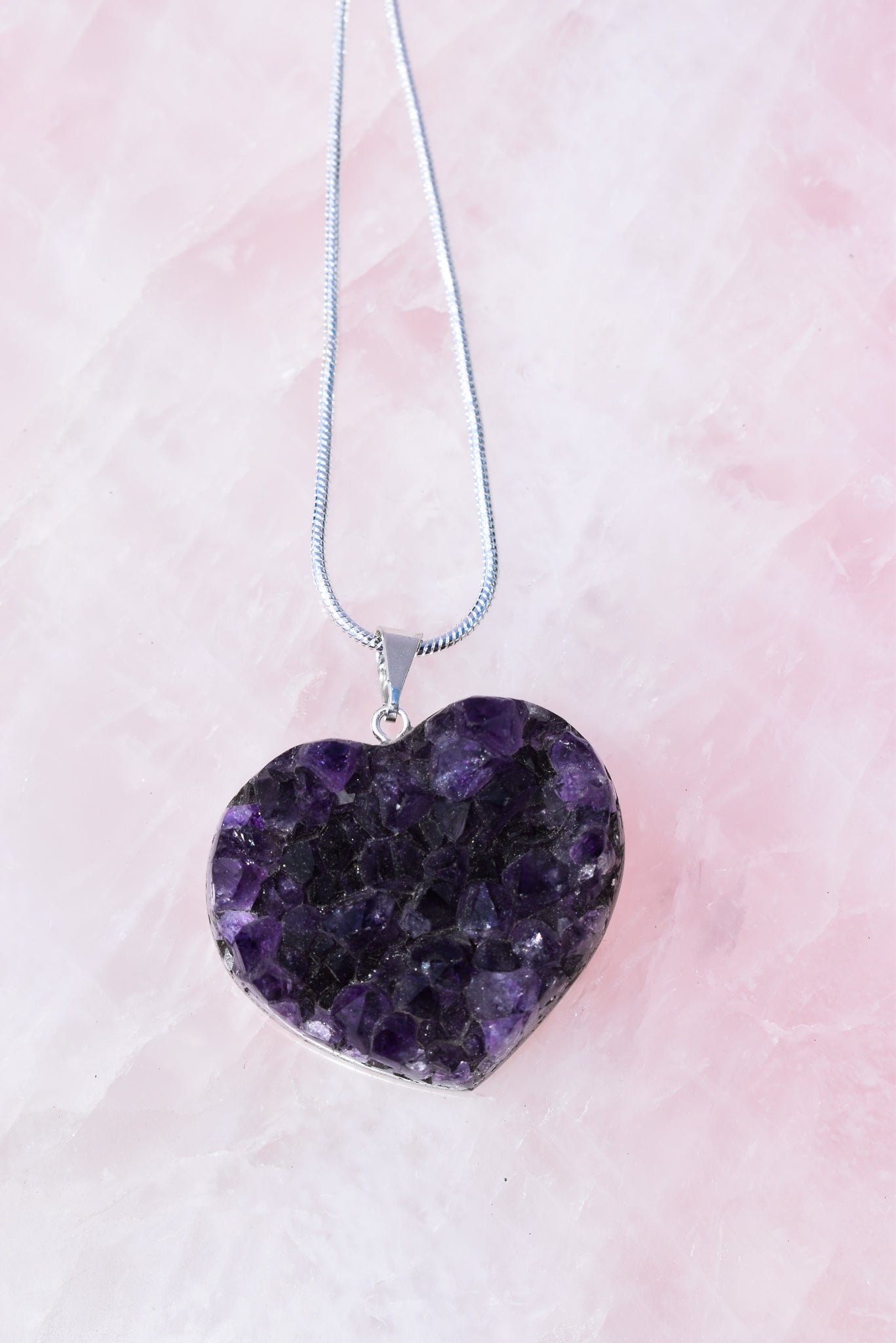 Amethyst Heart Silver Necklace