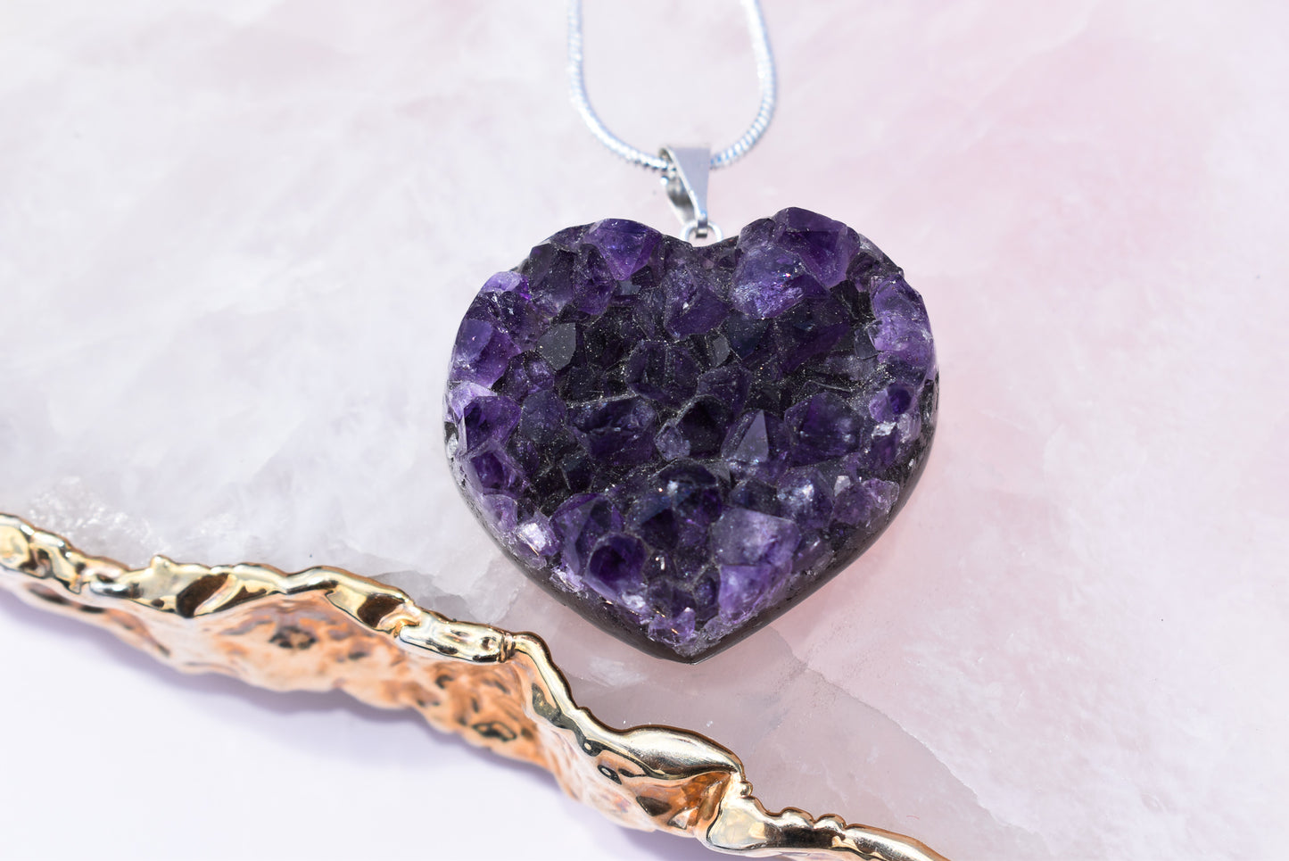 Amethyst Heart Silver Necklace