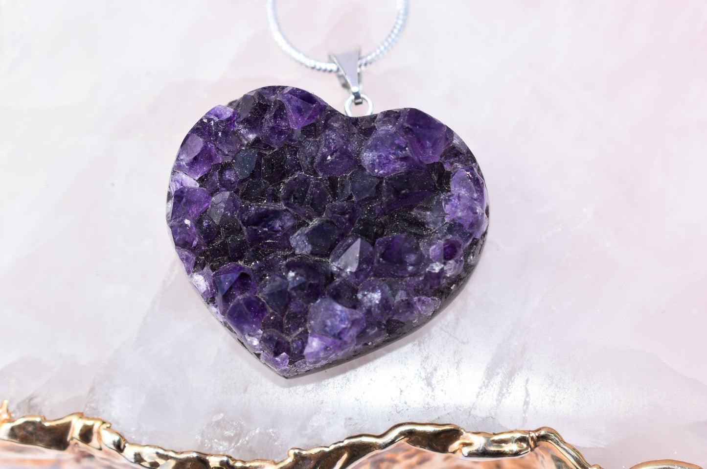 Amethyst Heart Silver Necklace